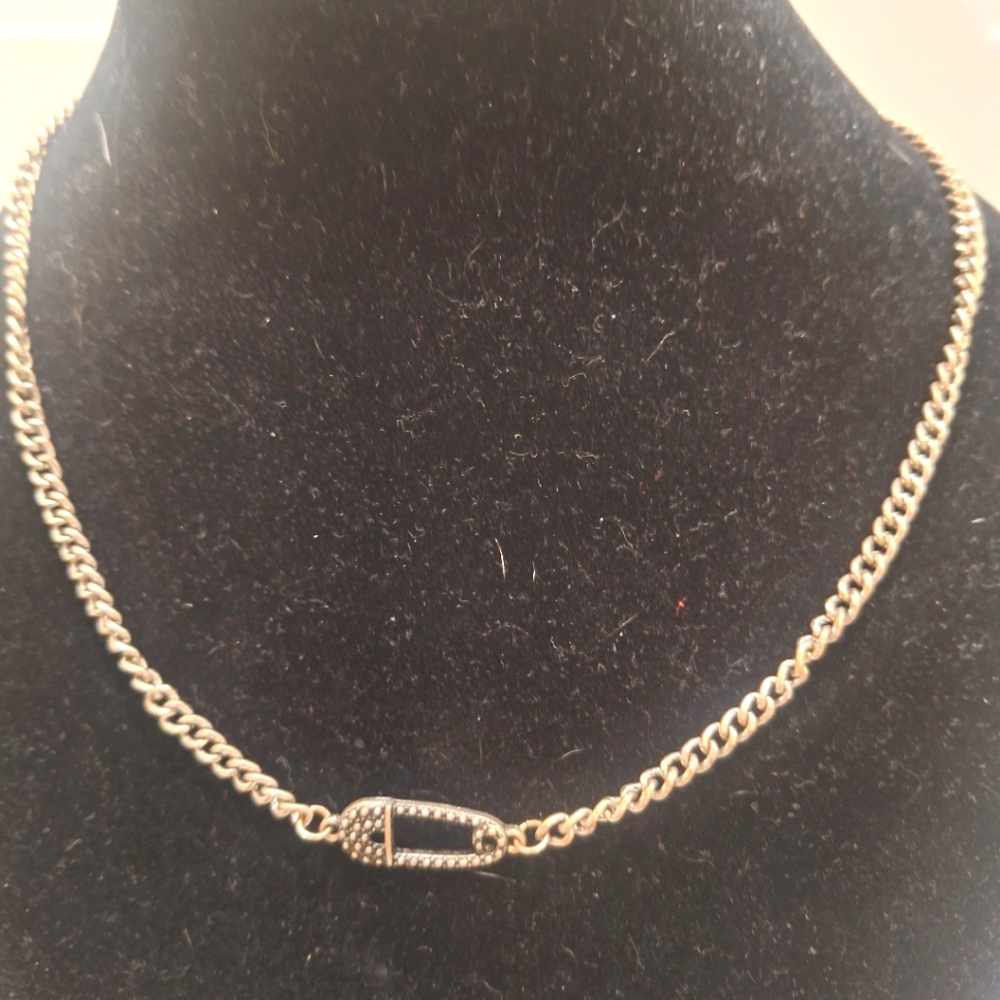 Silver Tone Neckless With Safety  Pin